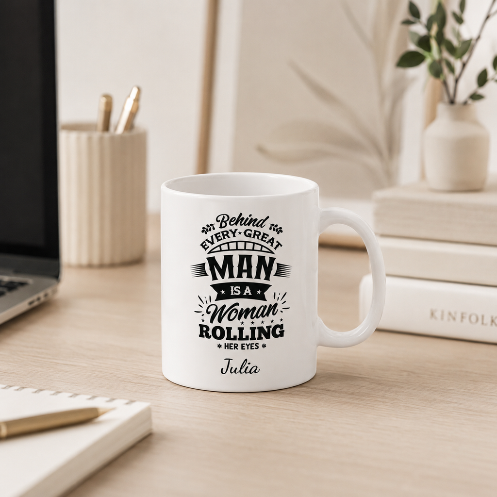 Personalized ceramic mug features — dishwasher and microwave safe