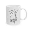 Personalized couple hands mug for husband or wife, front view