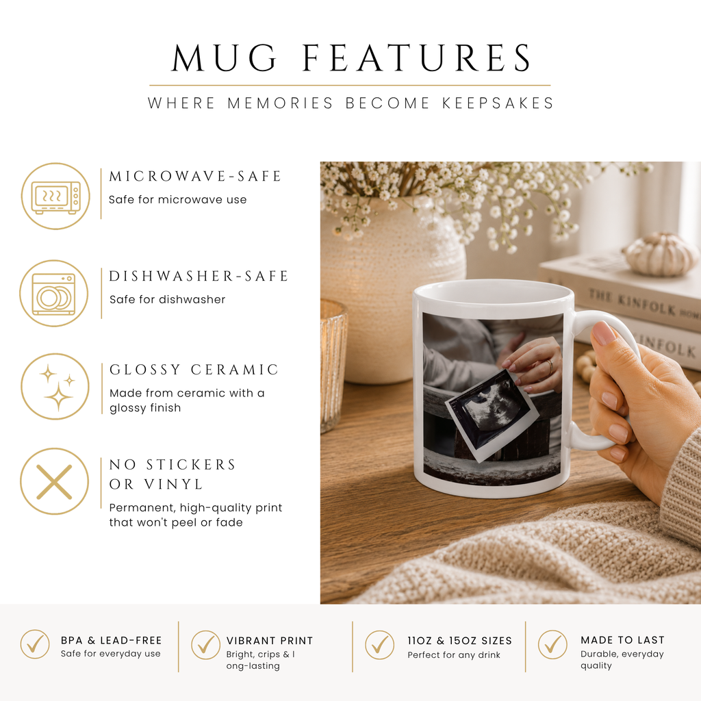 Close-up of the sonogram photo baby announcement design with personalized name