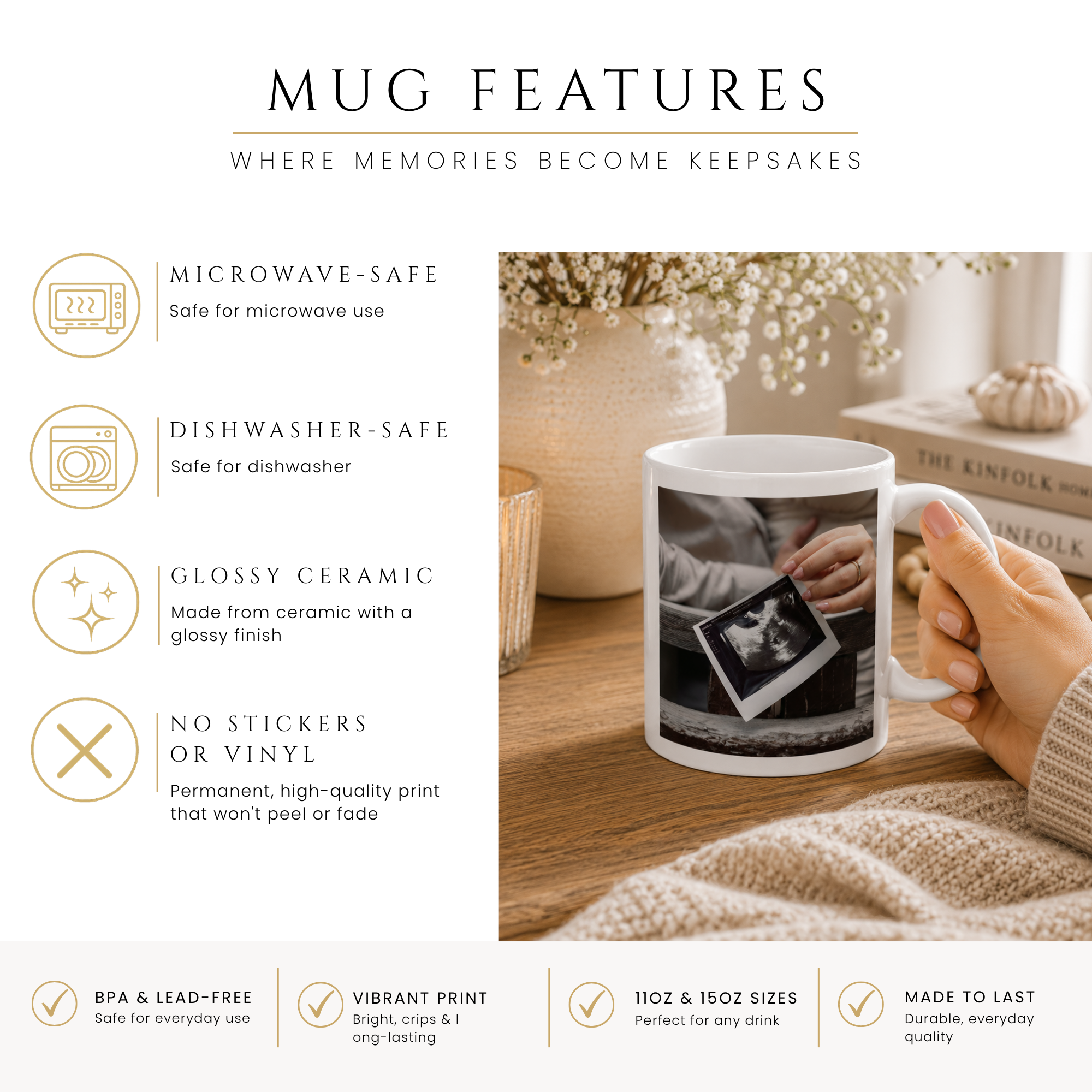 Close-up of the sonogram photo baby announcement design with personalized name