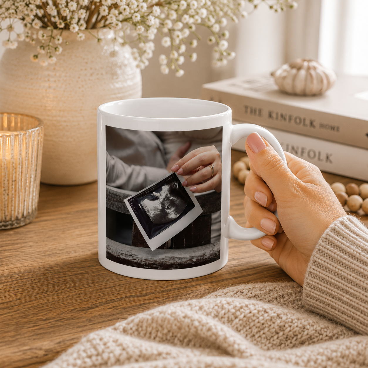 Personalized ceramic mug features — dishwasher and microwave safe