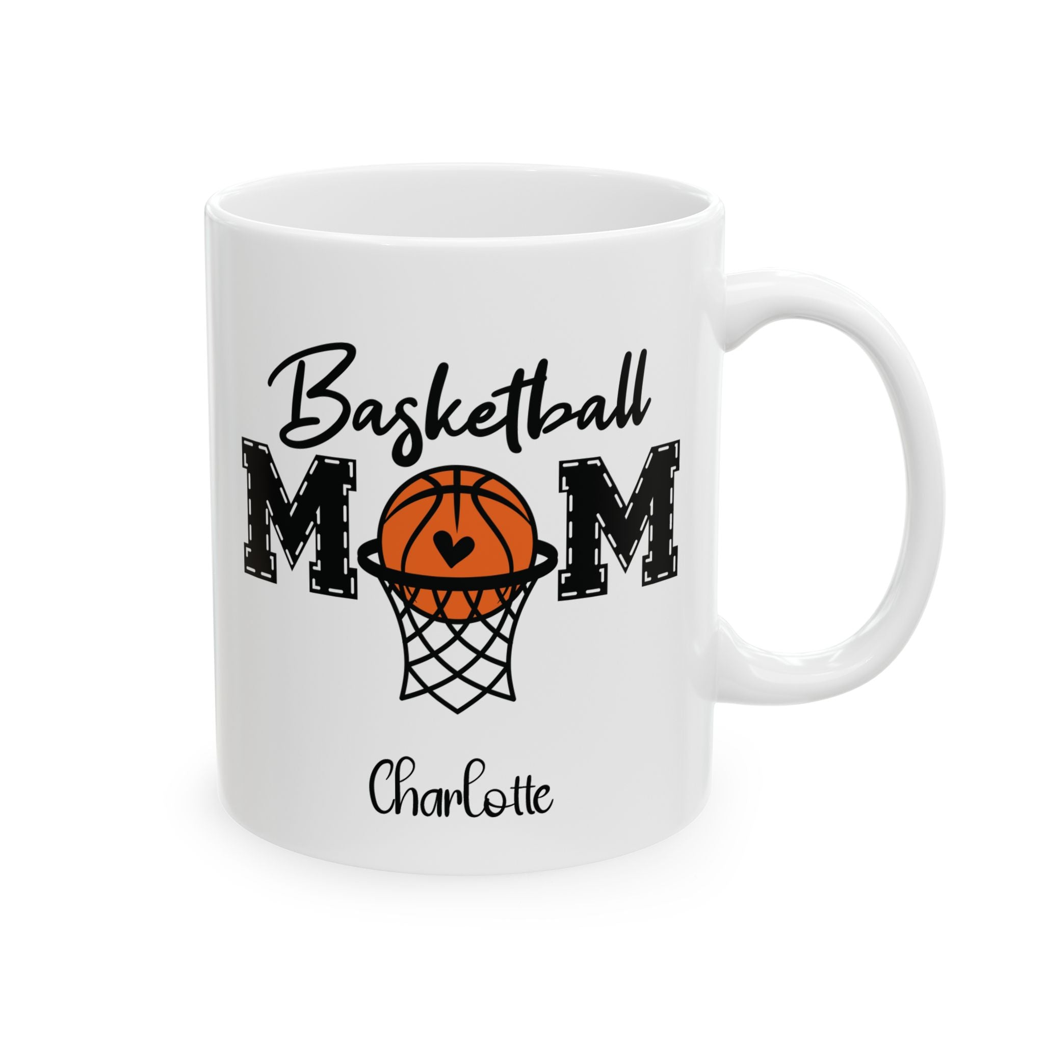 Personalized basketball mug for mom, front view