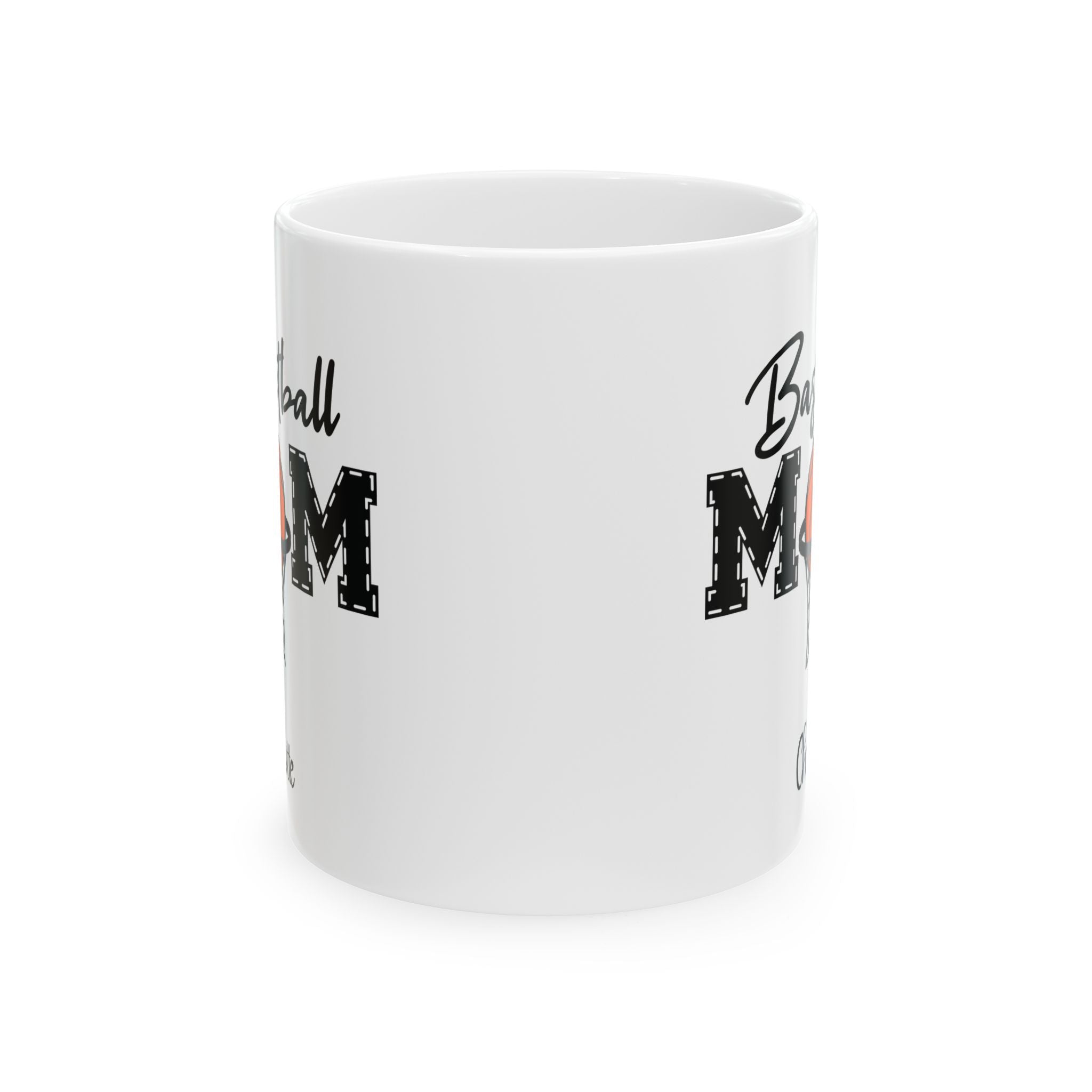 Personalized basketball mug held in hand