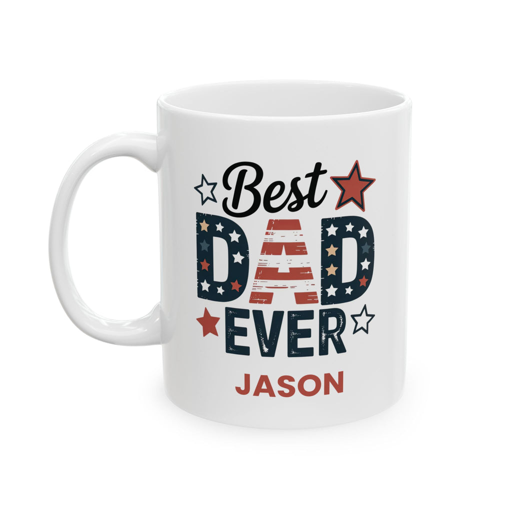 Personalized Americana best dad ever mug displayed on a desk