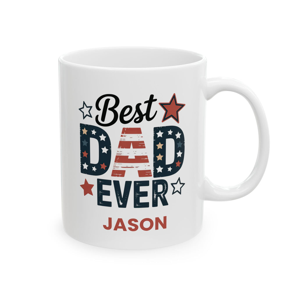 Personalized Americana best dad ever mug for dad, front view