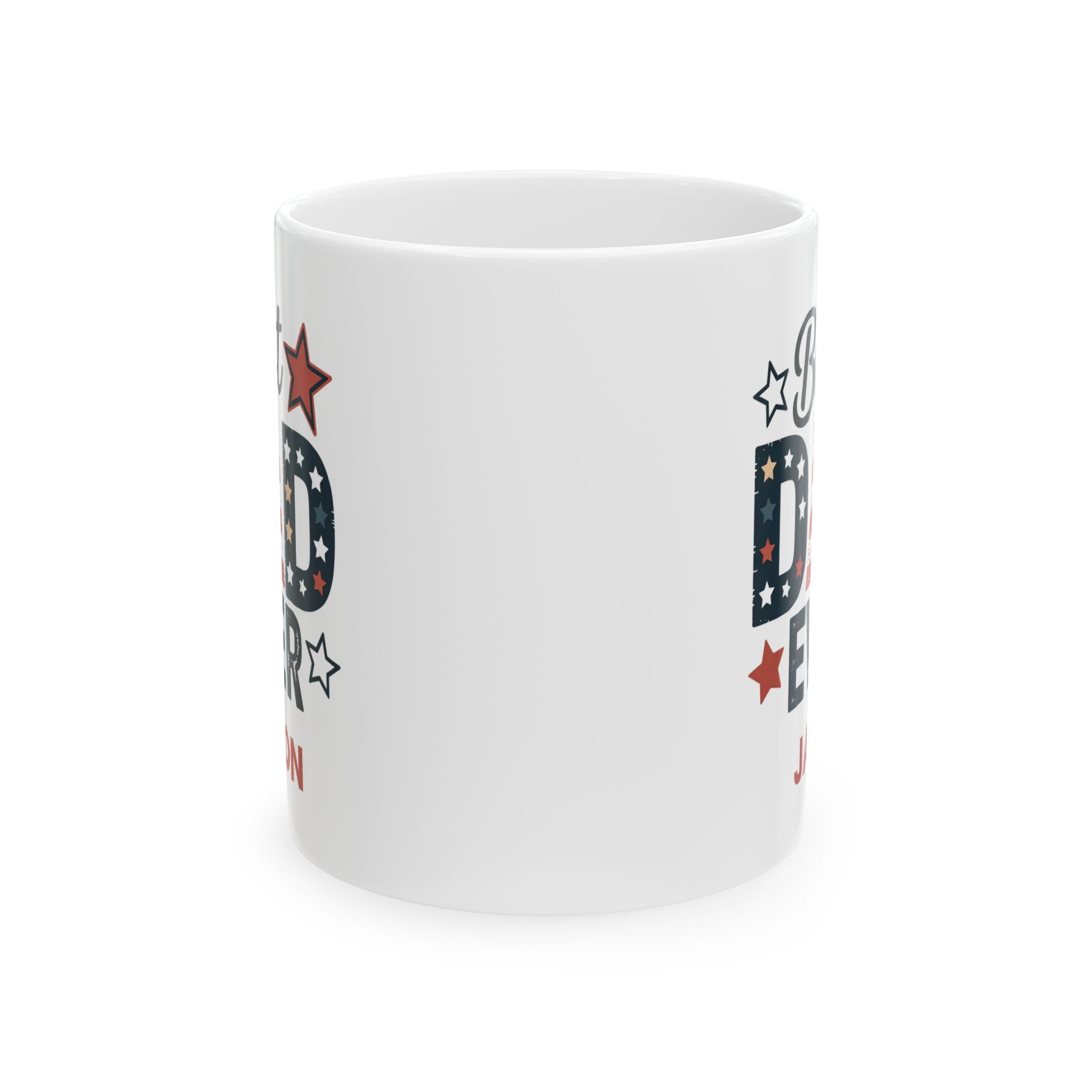 Personalized Americana best dad ever mug held in hand