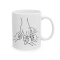 Personalized family hands mug for mom and dad, front view