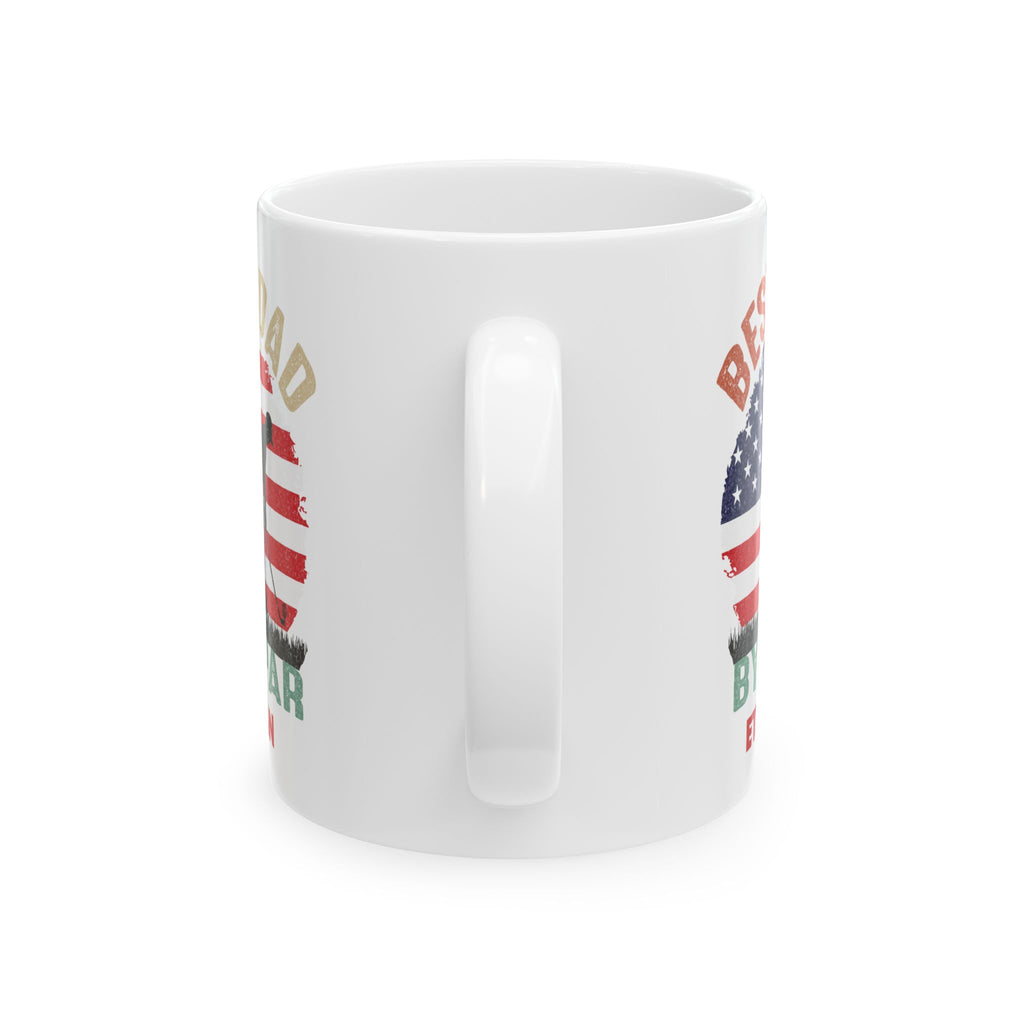 Personalized best dad by par golf mug shown on a table as a Father's Day gift