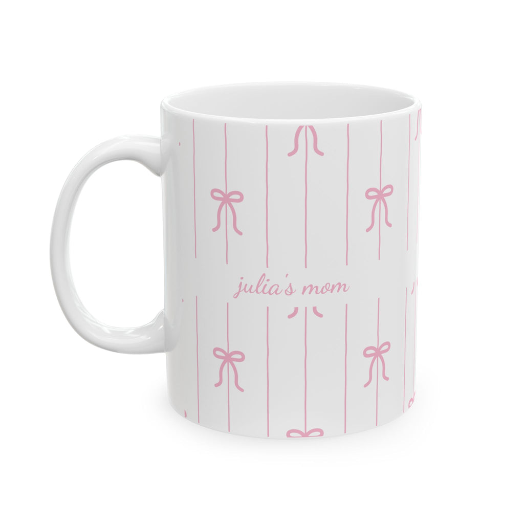 Personalized ceramic mug features — dishwasher and microwave safe