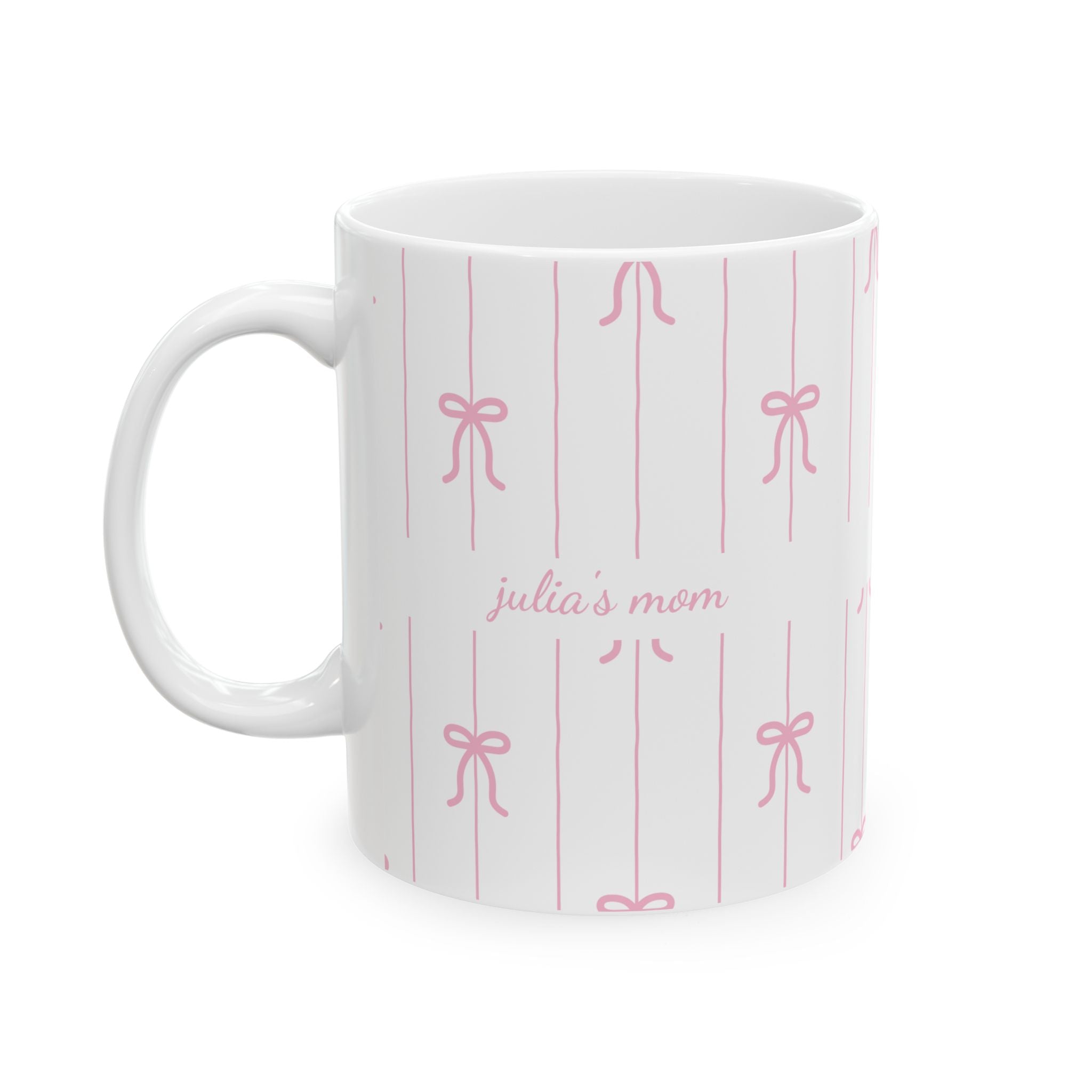 Personalized ceramic mug features — dishwasher and microwave safe