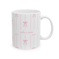 Personalized pink bow pattern mug for mom, front view