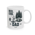 Personalized camping outdoors Reel Cool Dad mug for dad, front view
