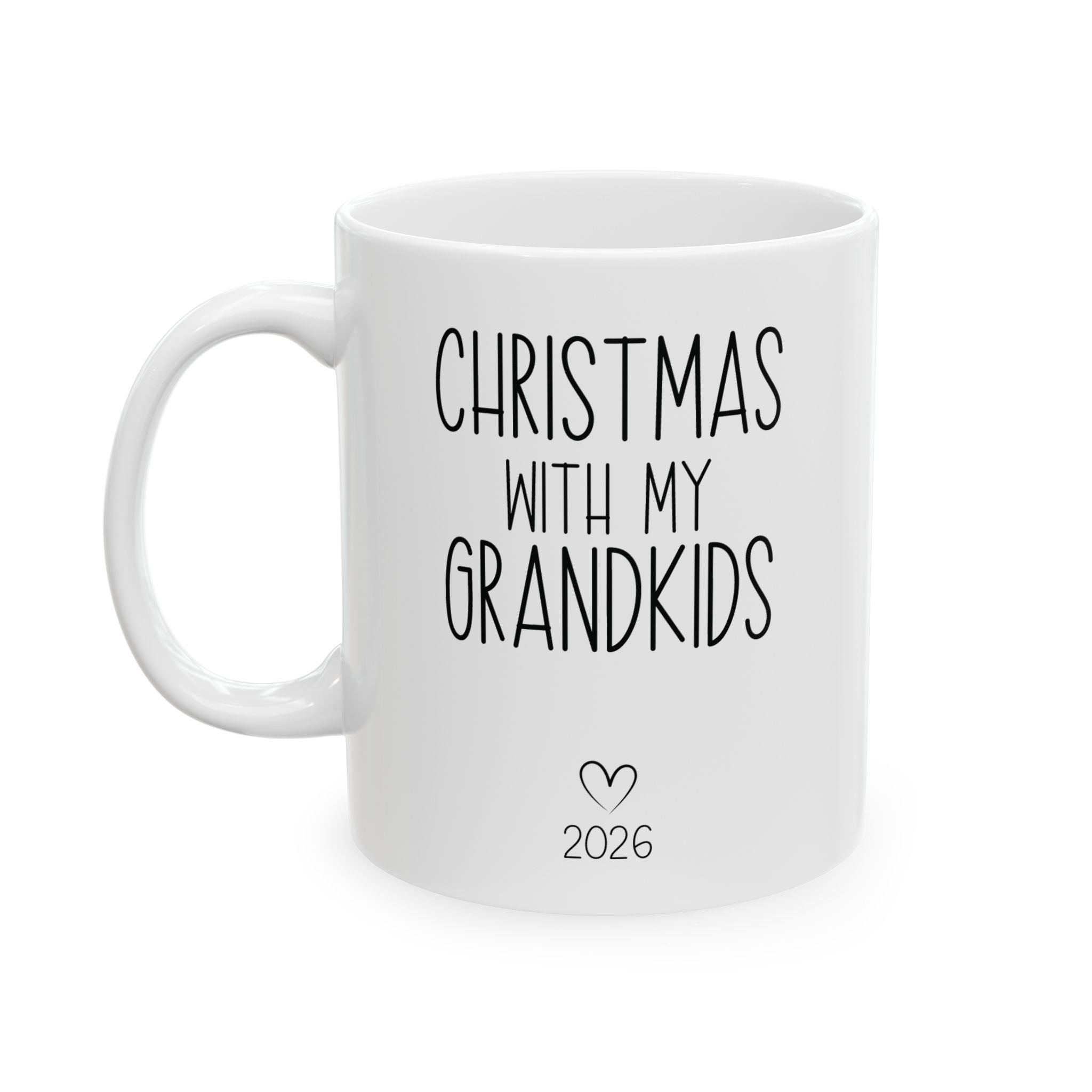 Personalized Christmas with grandkids photo mug for grandma or grandpa, front view