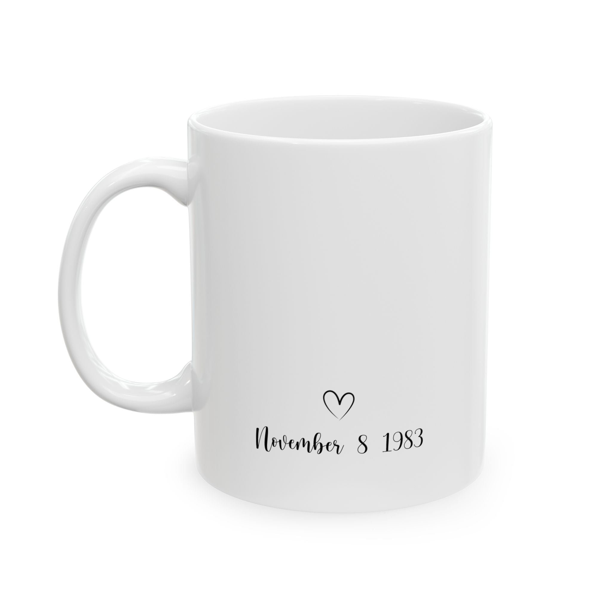 Personalized ceramic mug features — dishwasher and microwave safe