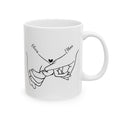 Personalized pinky promise mug for engaged couple, front view