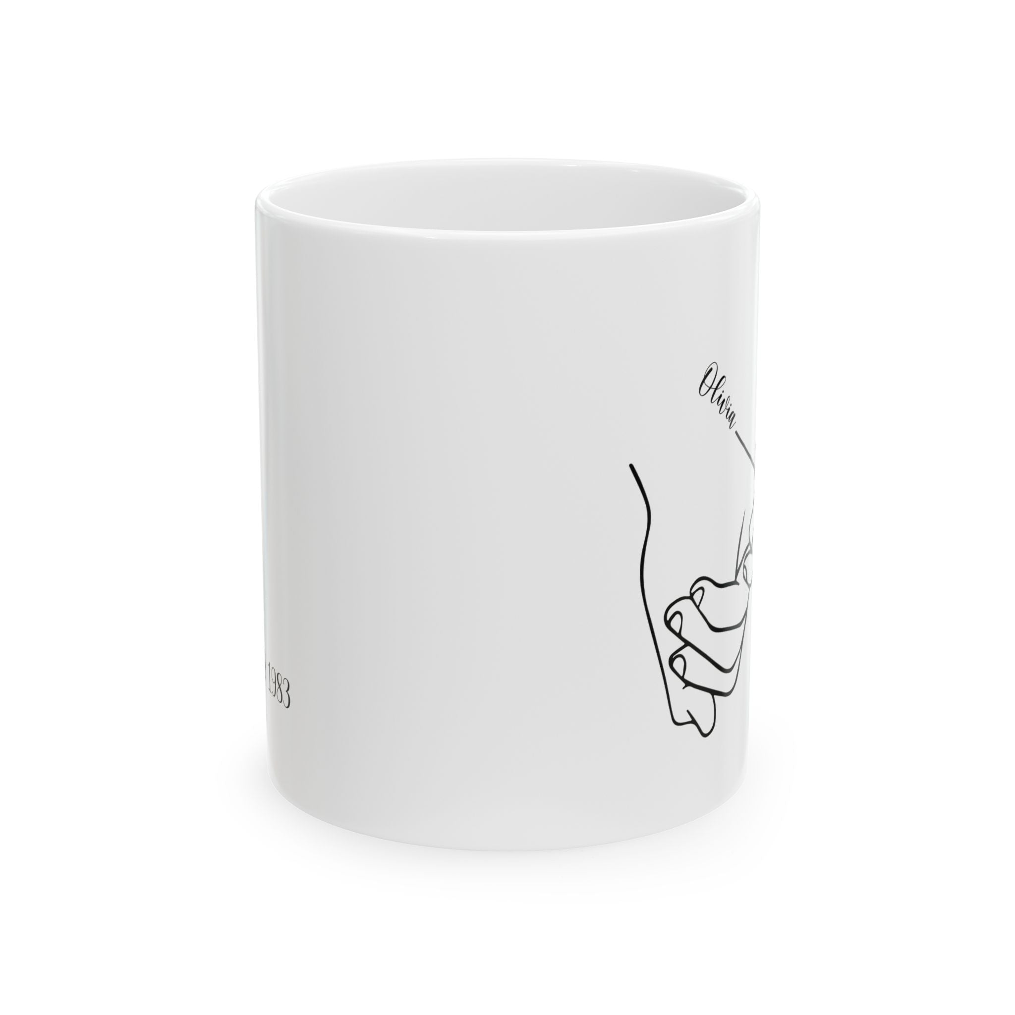 Personalized pinky promise mug held in hand