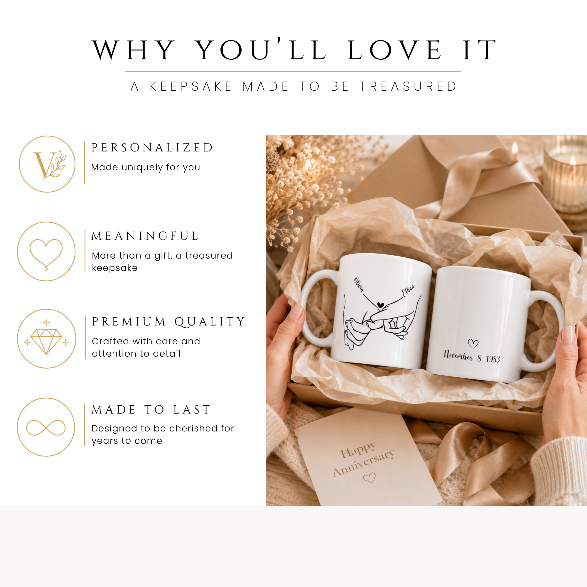 Personalized pinky promise mug, handle-side view