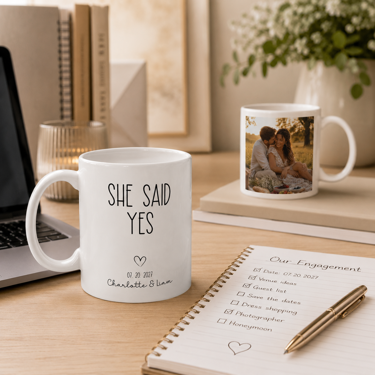 Personalized ceramic mug features — dishwasher and microwave safe