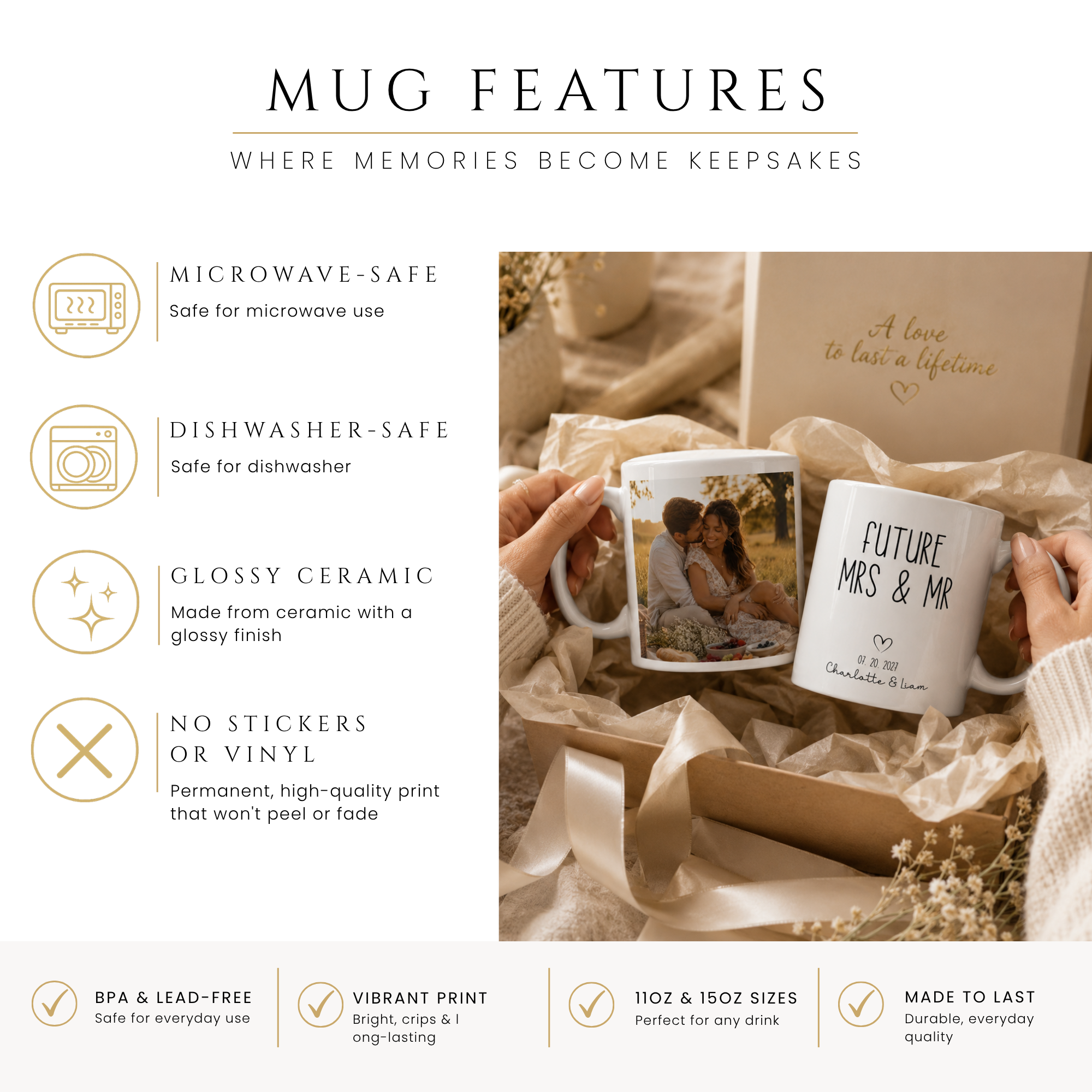 Close-up of the future Mrs and Mr photo design with personalized name