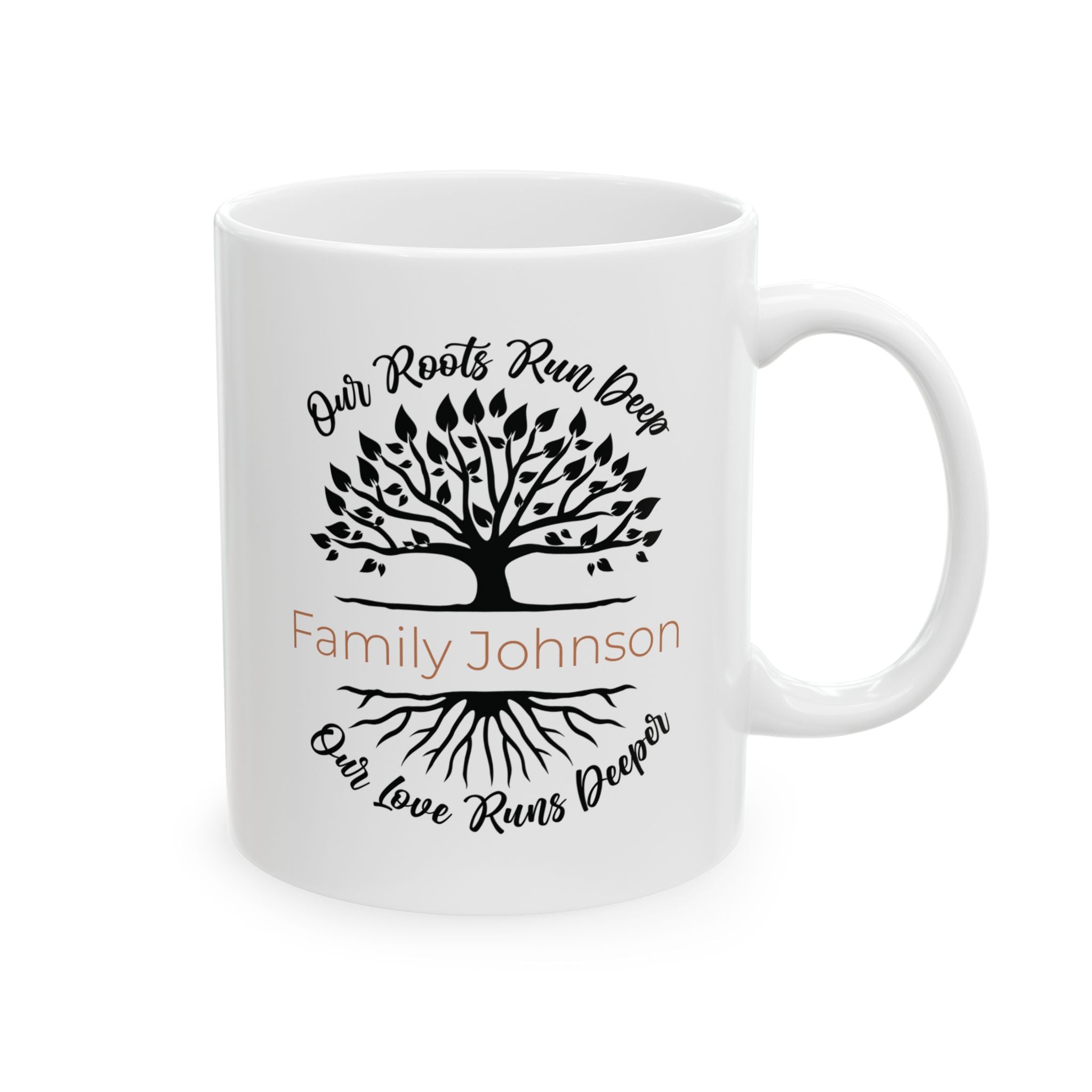 Personalized family tree mug for family, front view