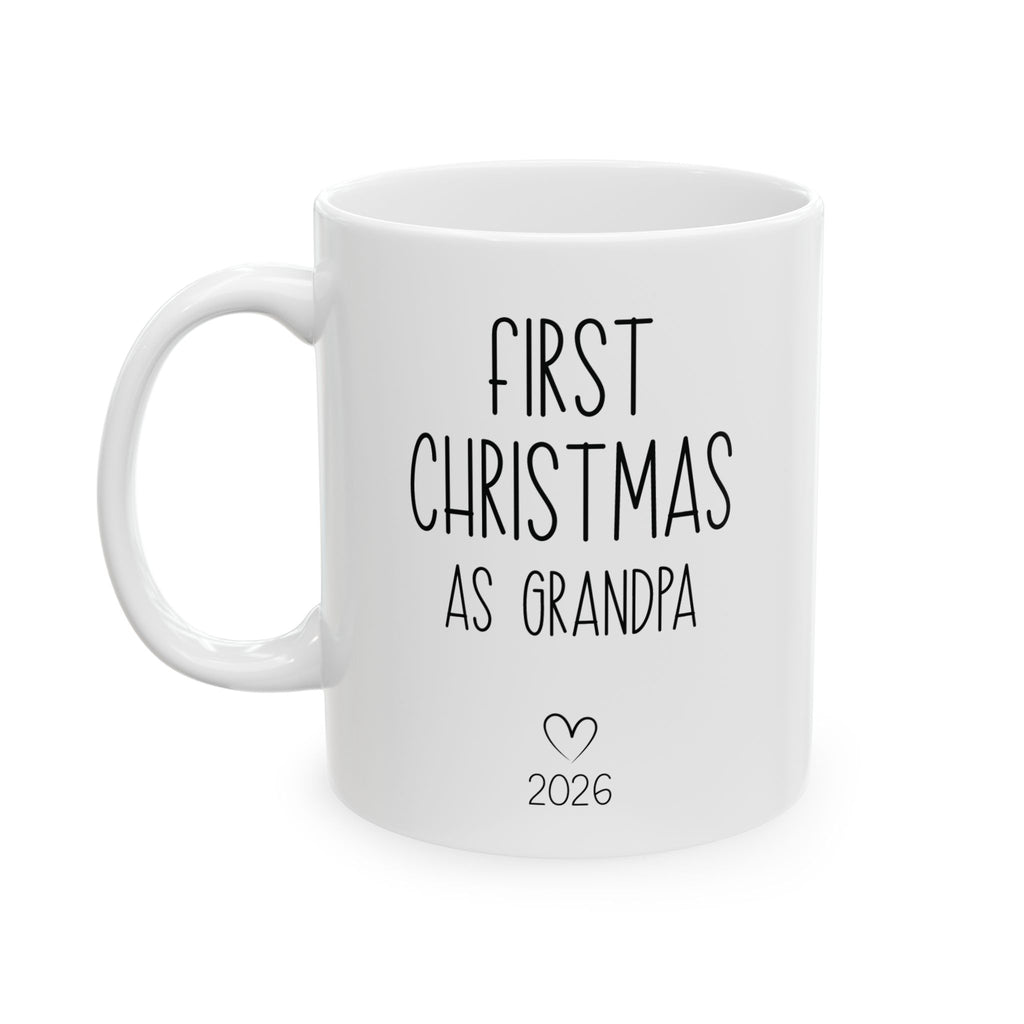 Personalized first Christmas grandpa photo mug for grandpa, front view