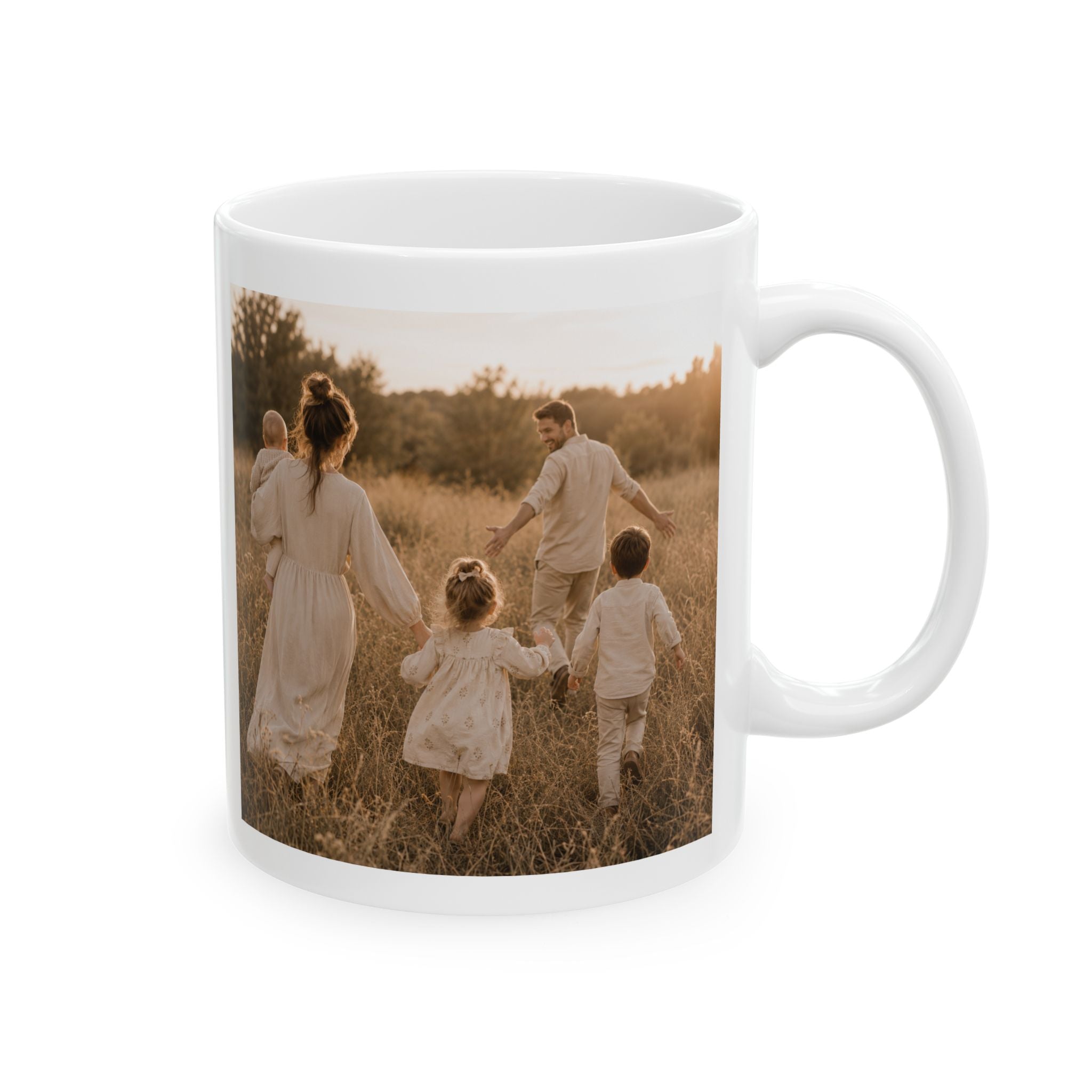Personalized first Christmas new parents mug displayed on a desk