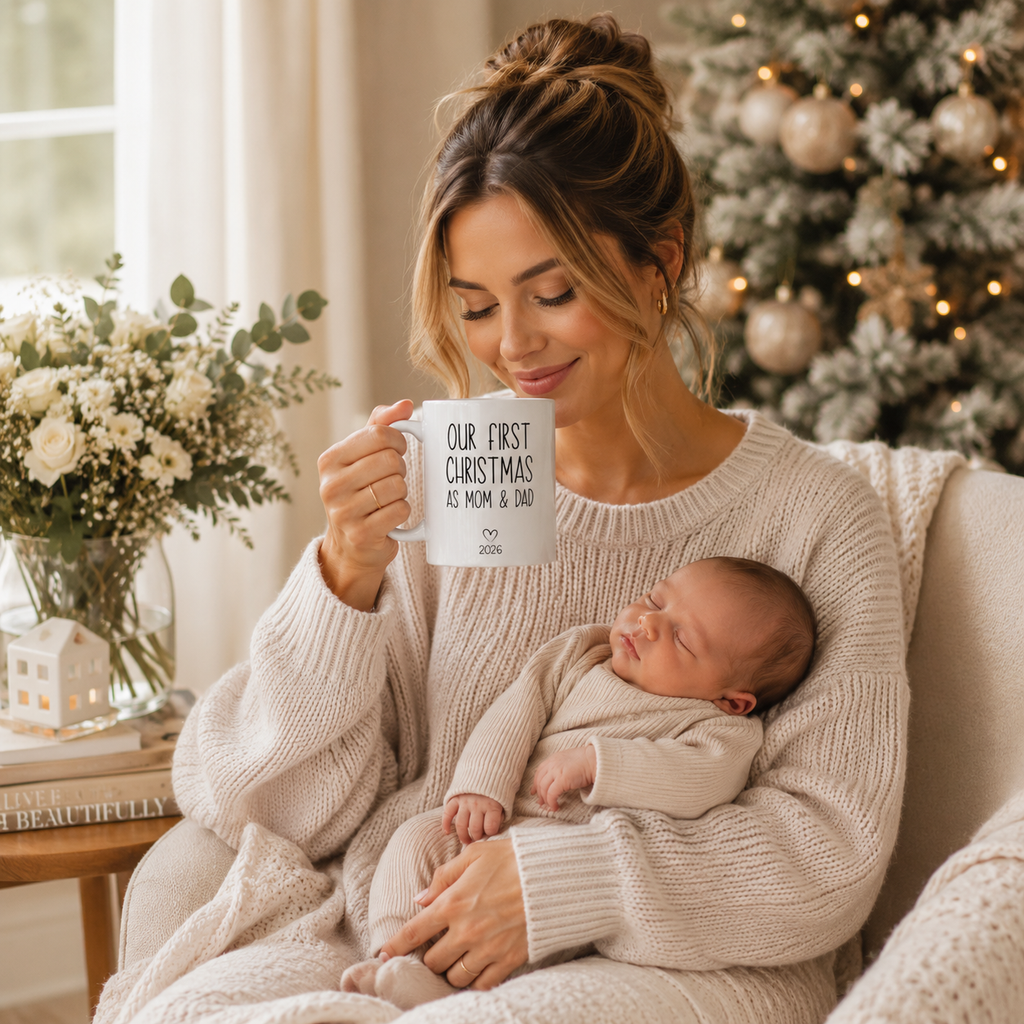 Personalized ceramic mug features — dishwasher and microwave safe