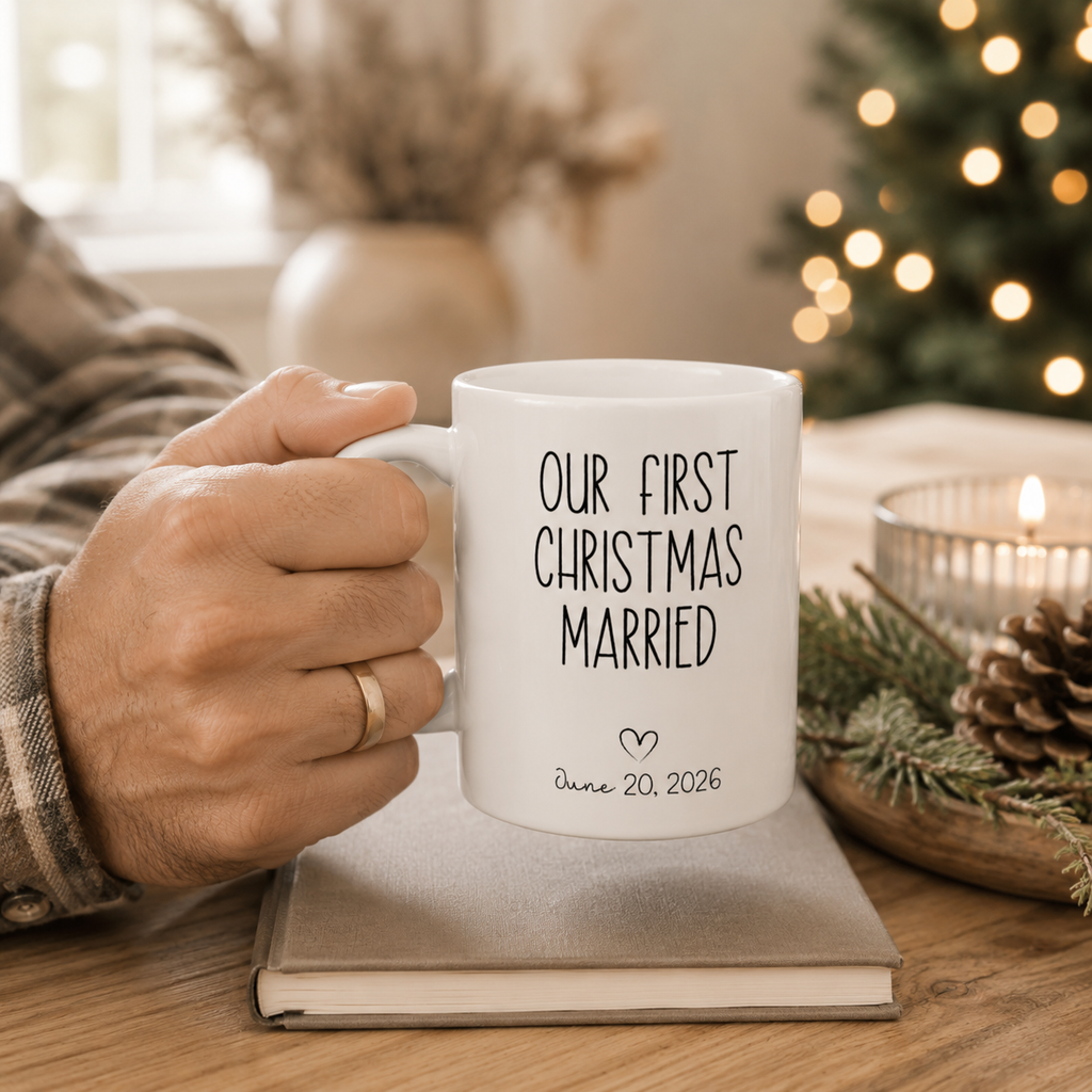 Personalized ceramic mug features — dishwasher and microwave safe