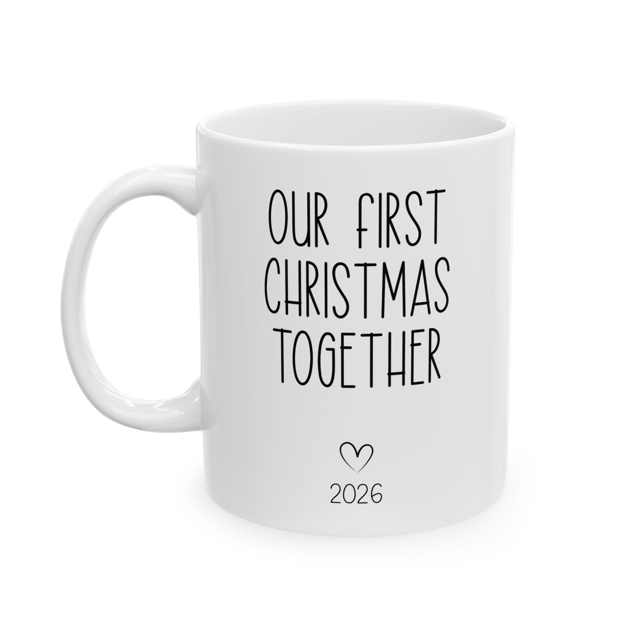 Personalized first Christmas pet photo mug for pet-loving couple, front view