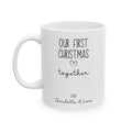 Personalized first Christmas couple photo mug for couple, front view
