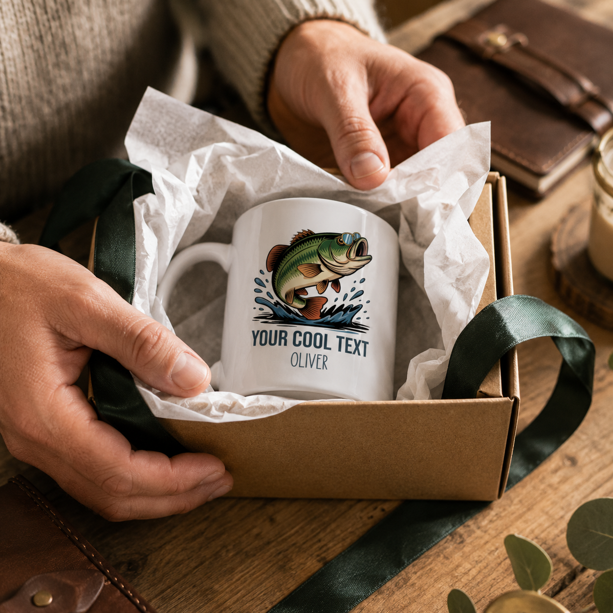 Personalized ceramic mug features — dishwasher and microwave safe