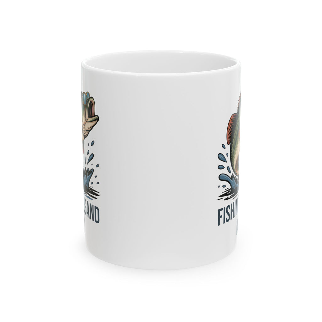 Personalized Fishing Legend bass mug held in hand