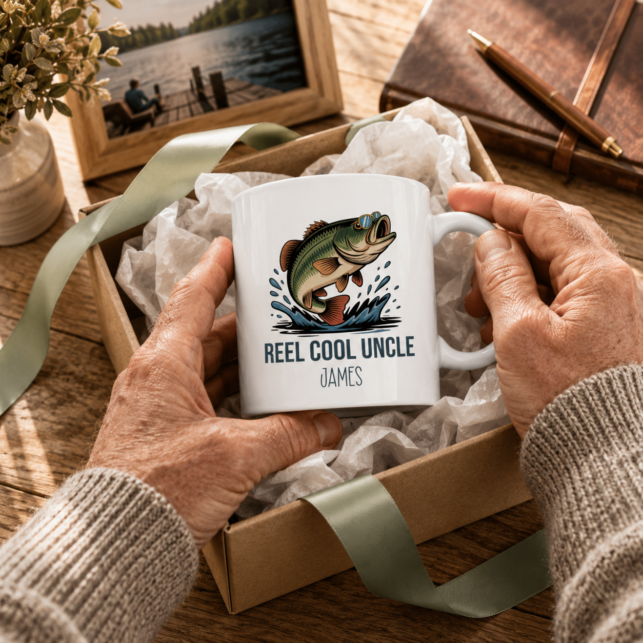 Personalized ceramic mug features — dishwasher and microwave safe