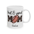 Personalized football loud and proud mug for mom, front view