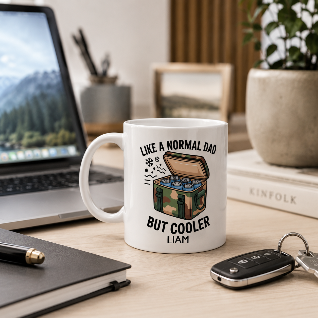 Personalized like a normal dad but cooler mug size and detail view, 11oz and 15oz