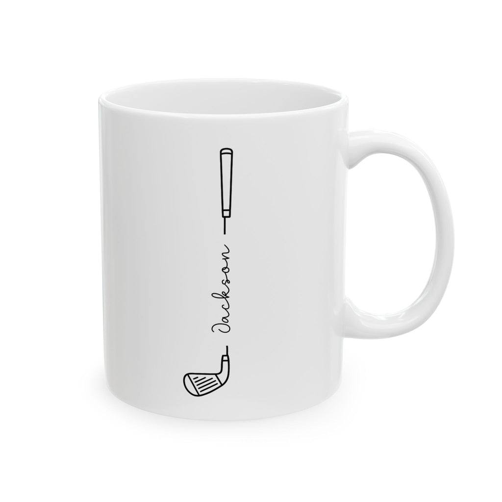 Personalized best dad by par golf silhouette mug for dad, front view