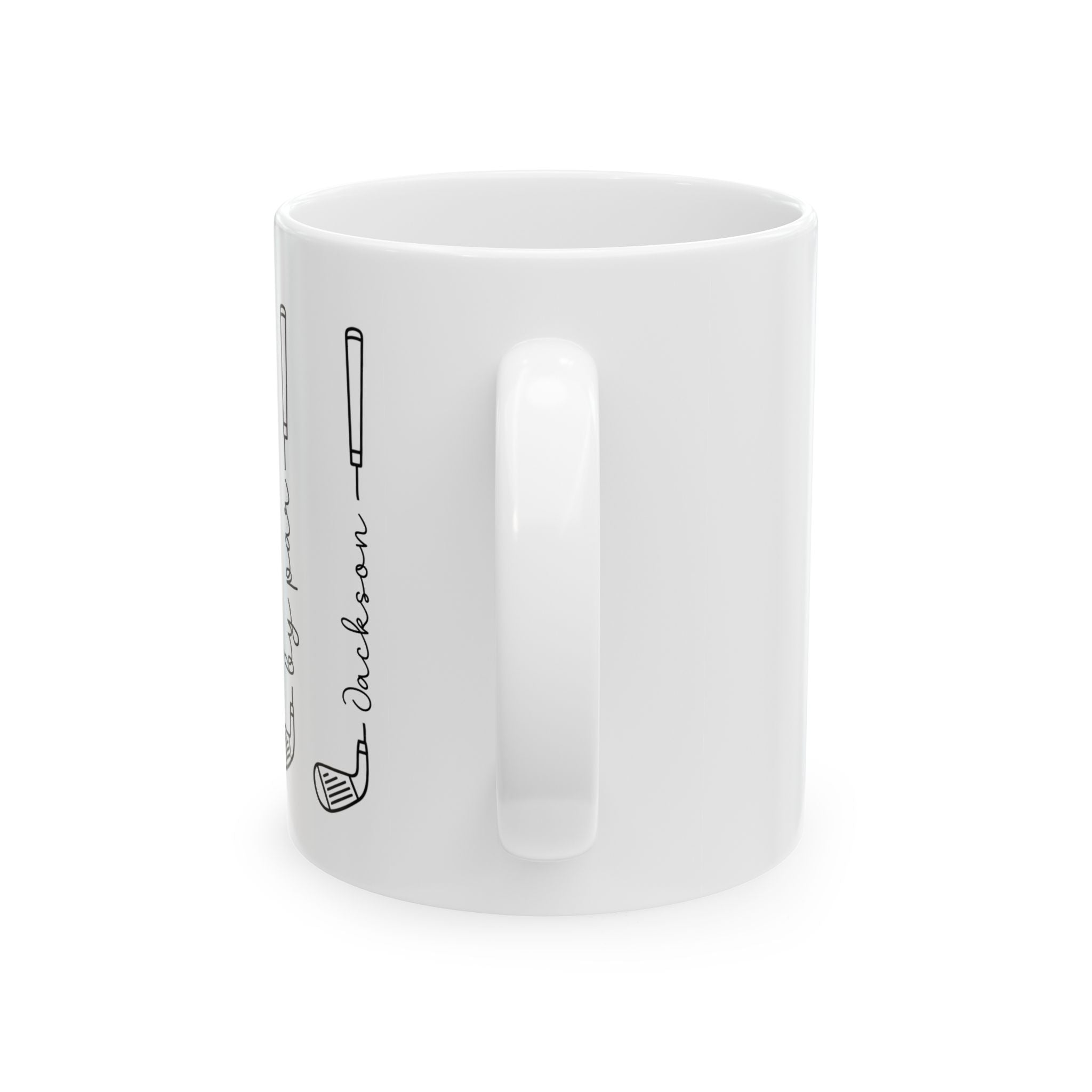 Personalized ceramic mug features — dishwasher and microwave safe