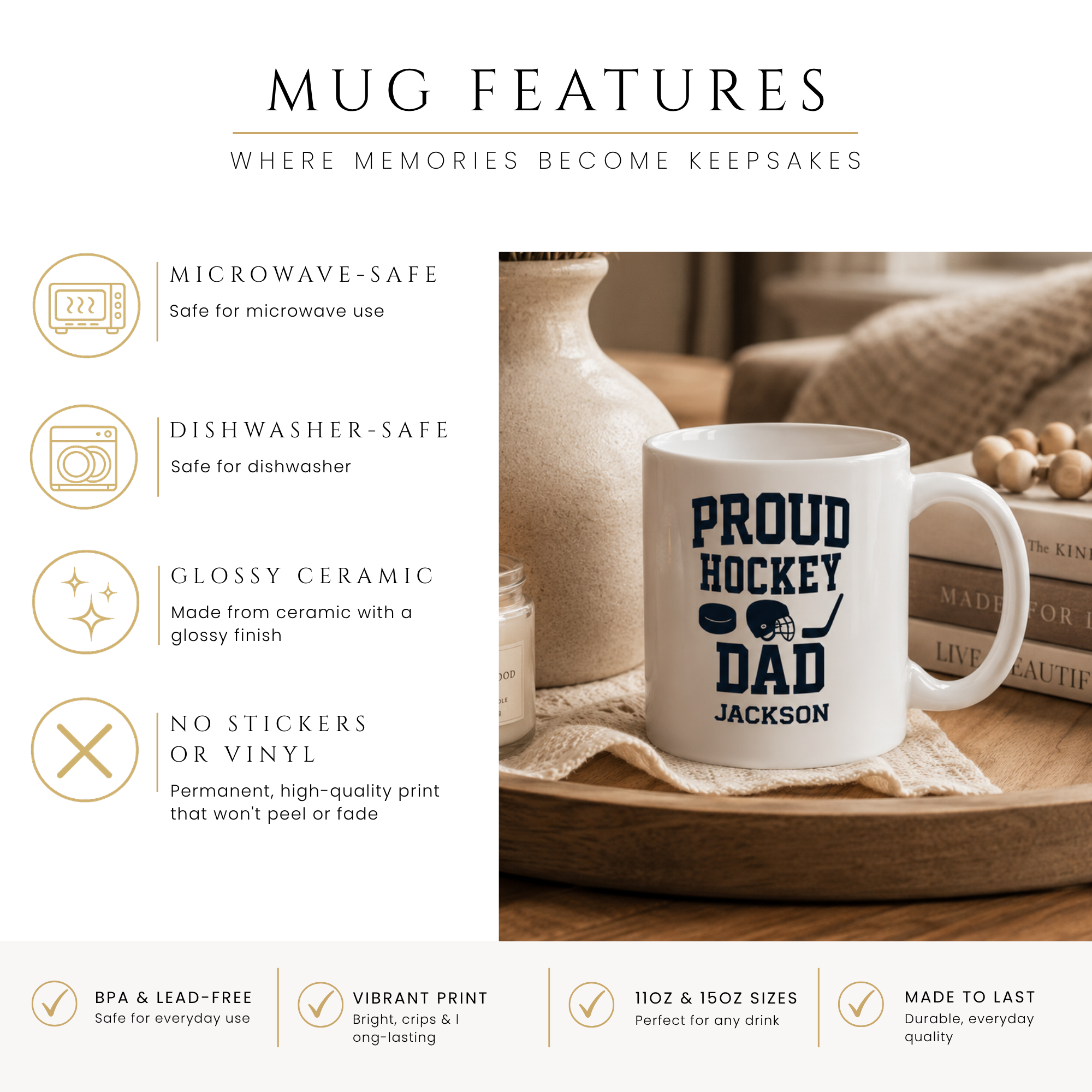 Close-up of the hockey design with personalized name