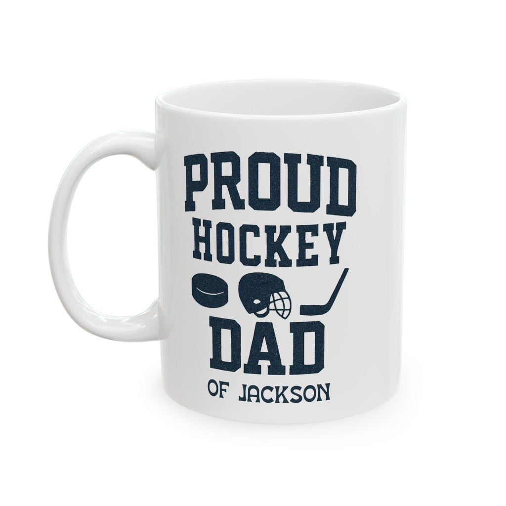 Personalized hockey mug displayed on a desk