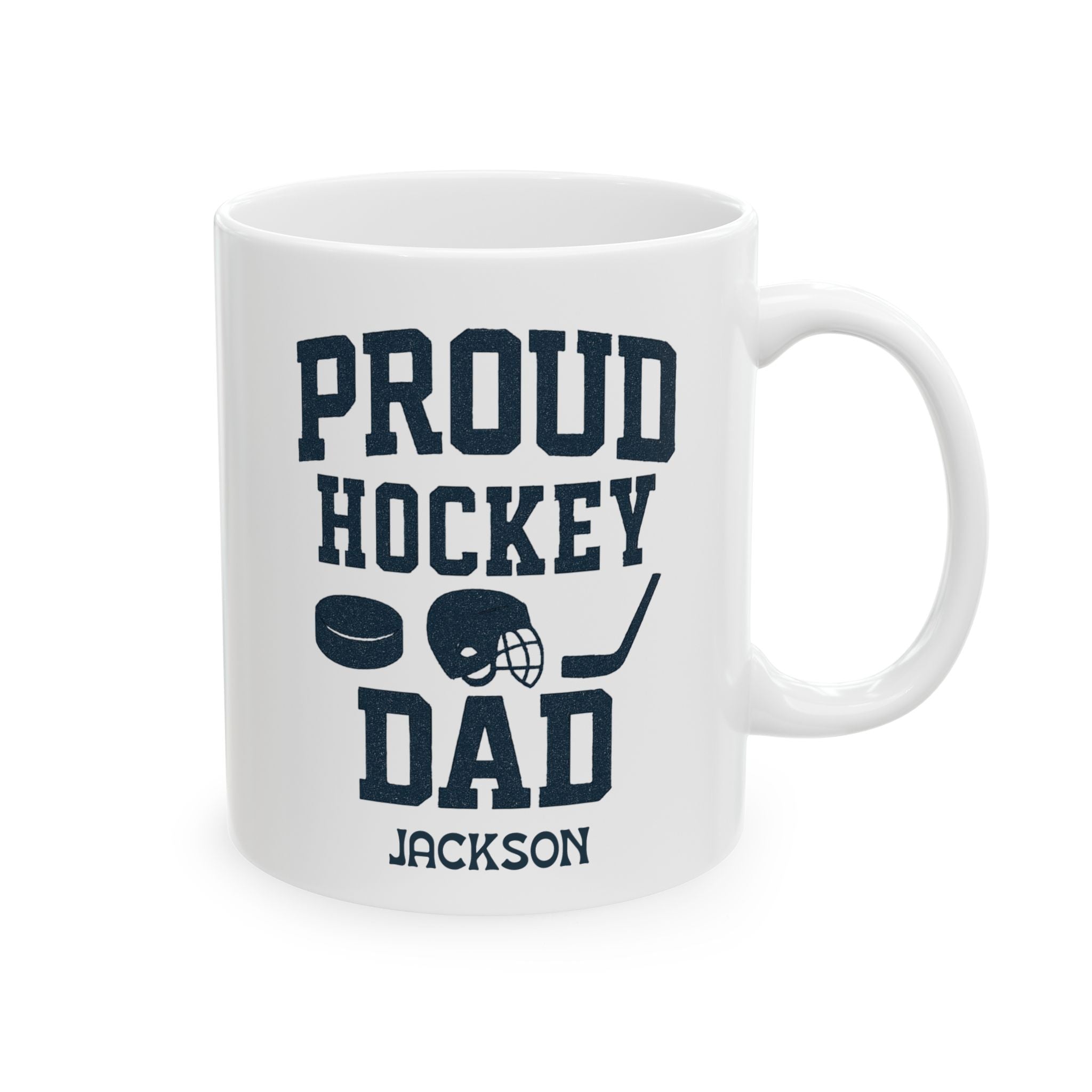 Personalized hockey mug for dad, front view
