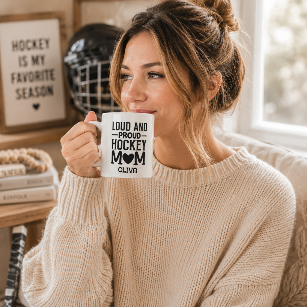Personalized ceramic mug features — dishwasher and microwave safe