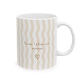 Personalized wavy stripe kids names mug for mom, front view
