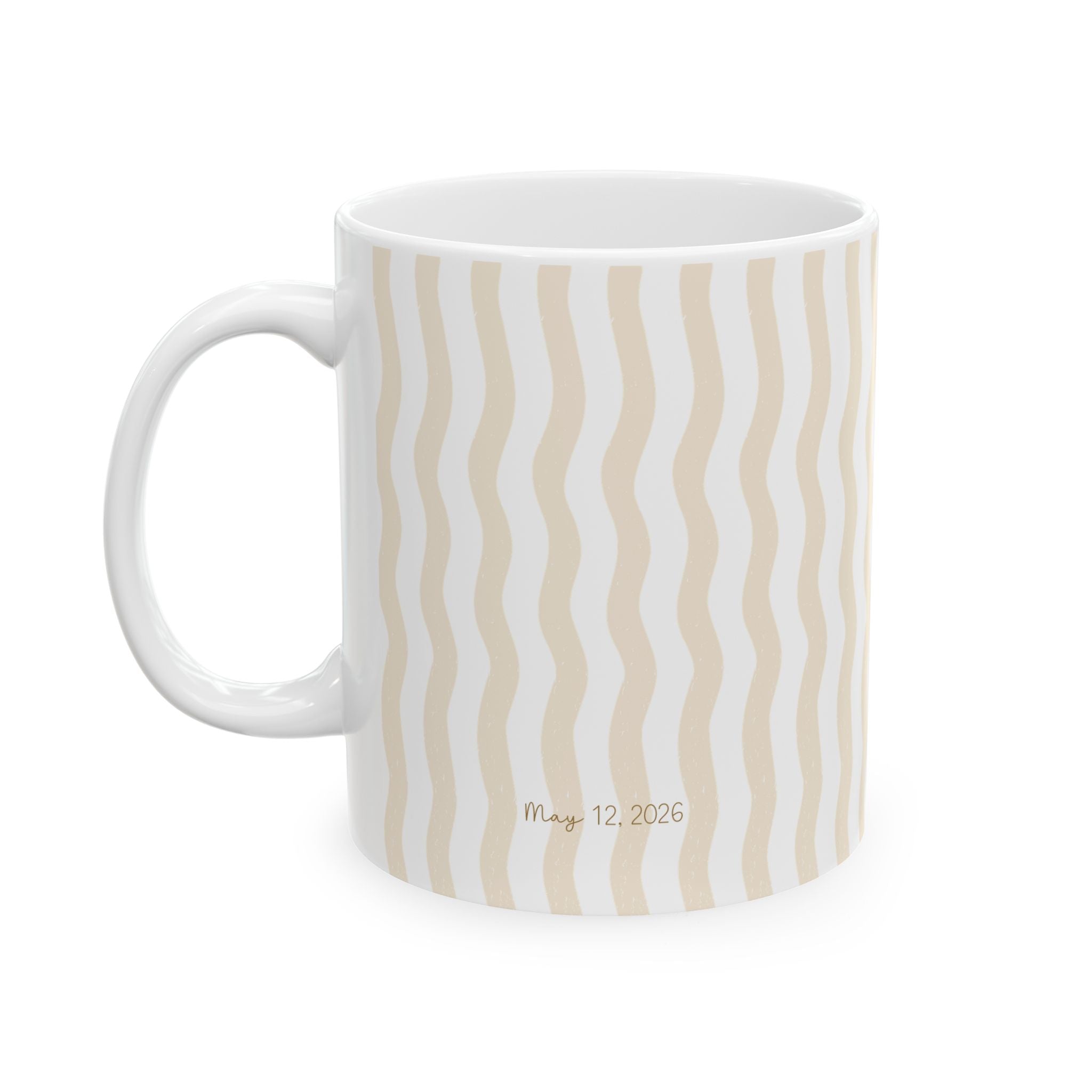 Personalized baby photo frame mug held in hand