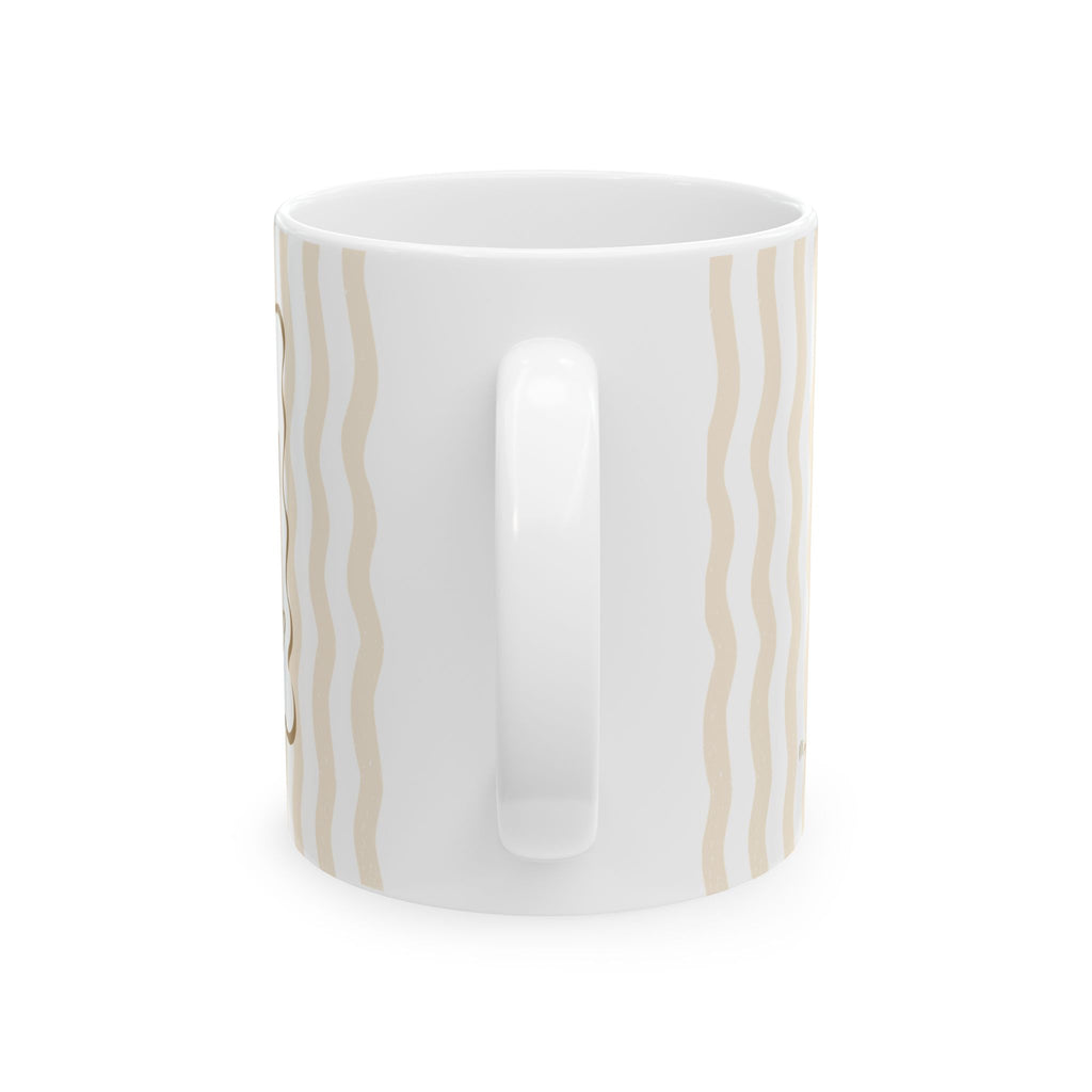 Personalized baby photo frame mug shown on a table as a Mother's Day gift