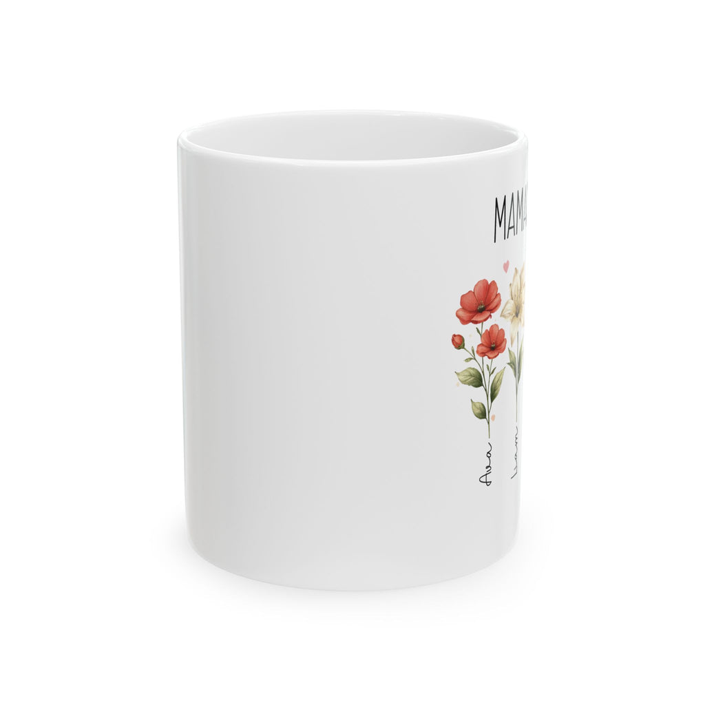 Personalized ceramic mug features — dishwasher and microwave safe