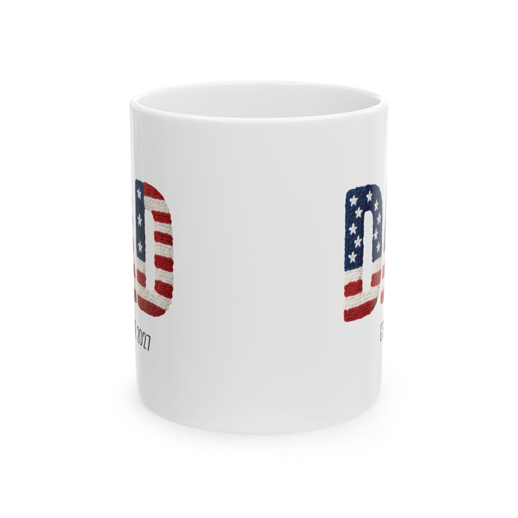 Personalized Americana new dad mug held in hand