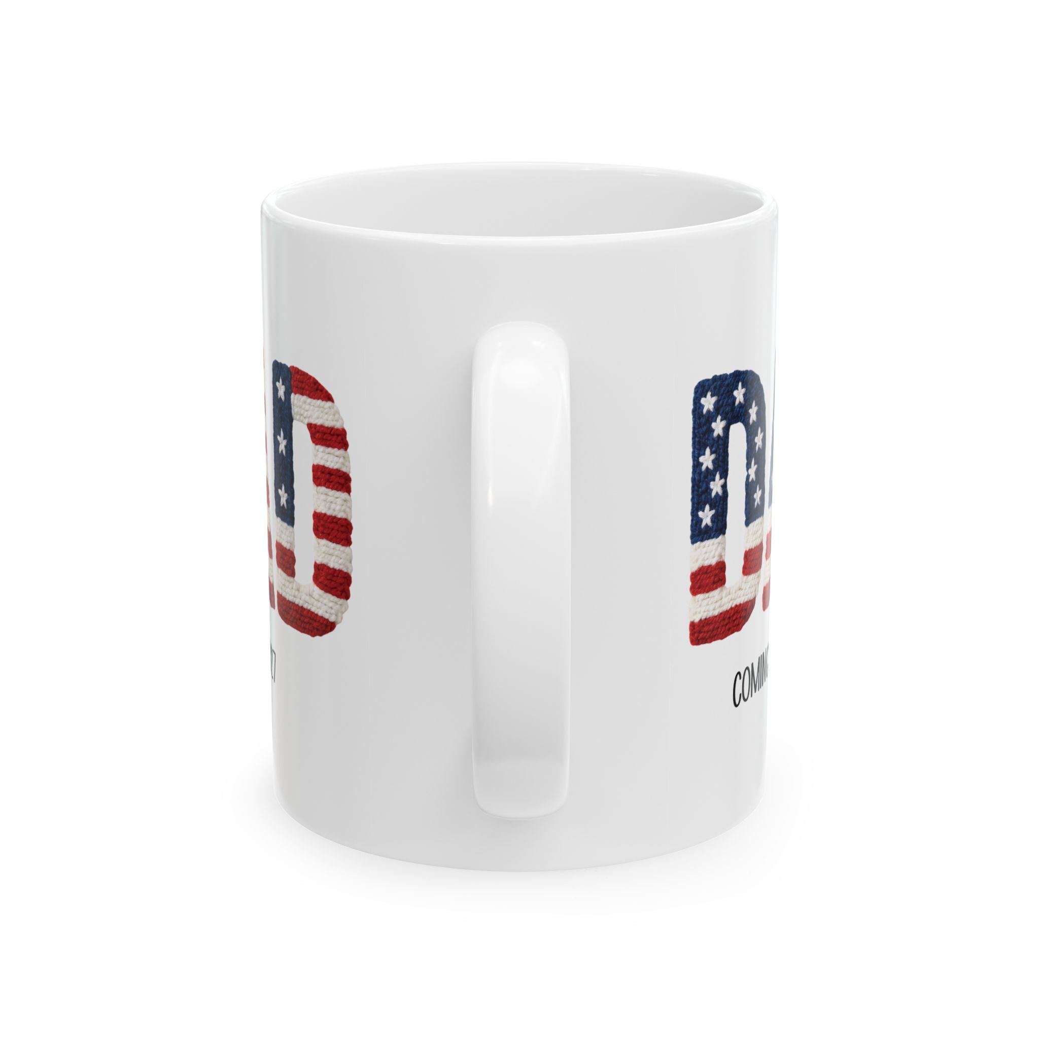 Personalized Americana new dad mug shown on a table as a Father's Day gift