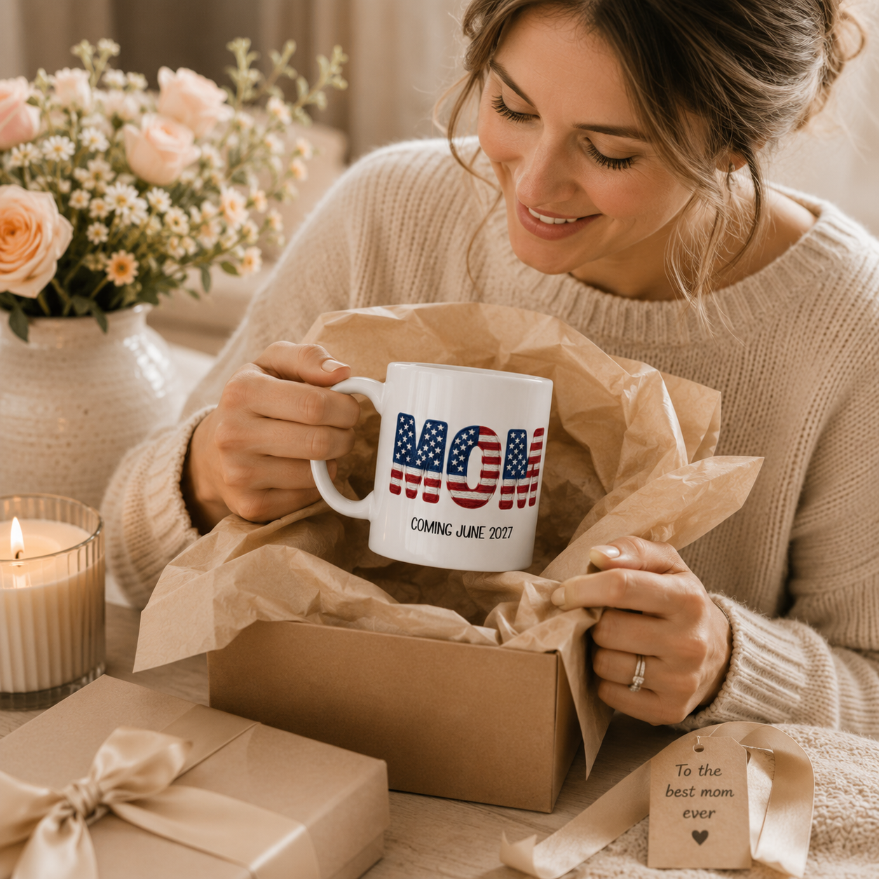Personalized ceramic mug features — dishwasher and microwave safe