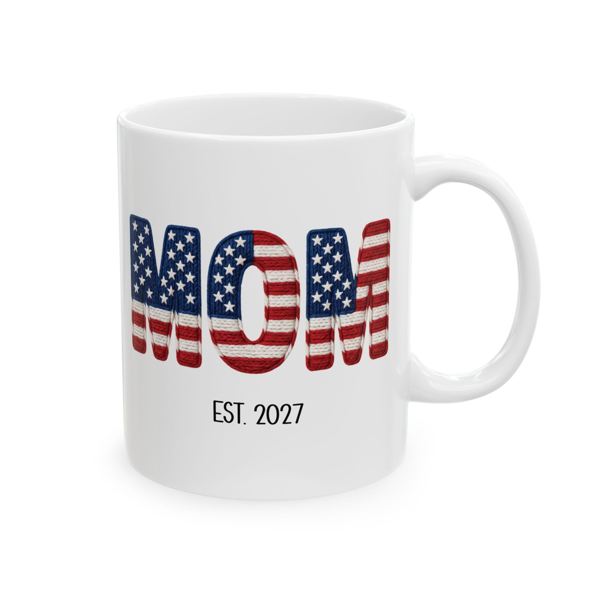 Personalized Americana new mom mug for new mom, front view