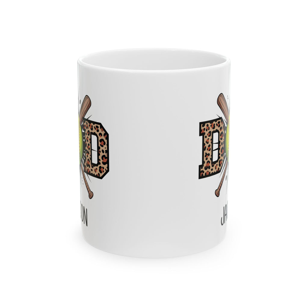 Personalized softball mug held in hand